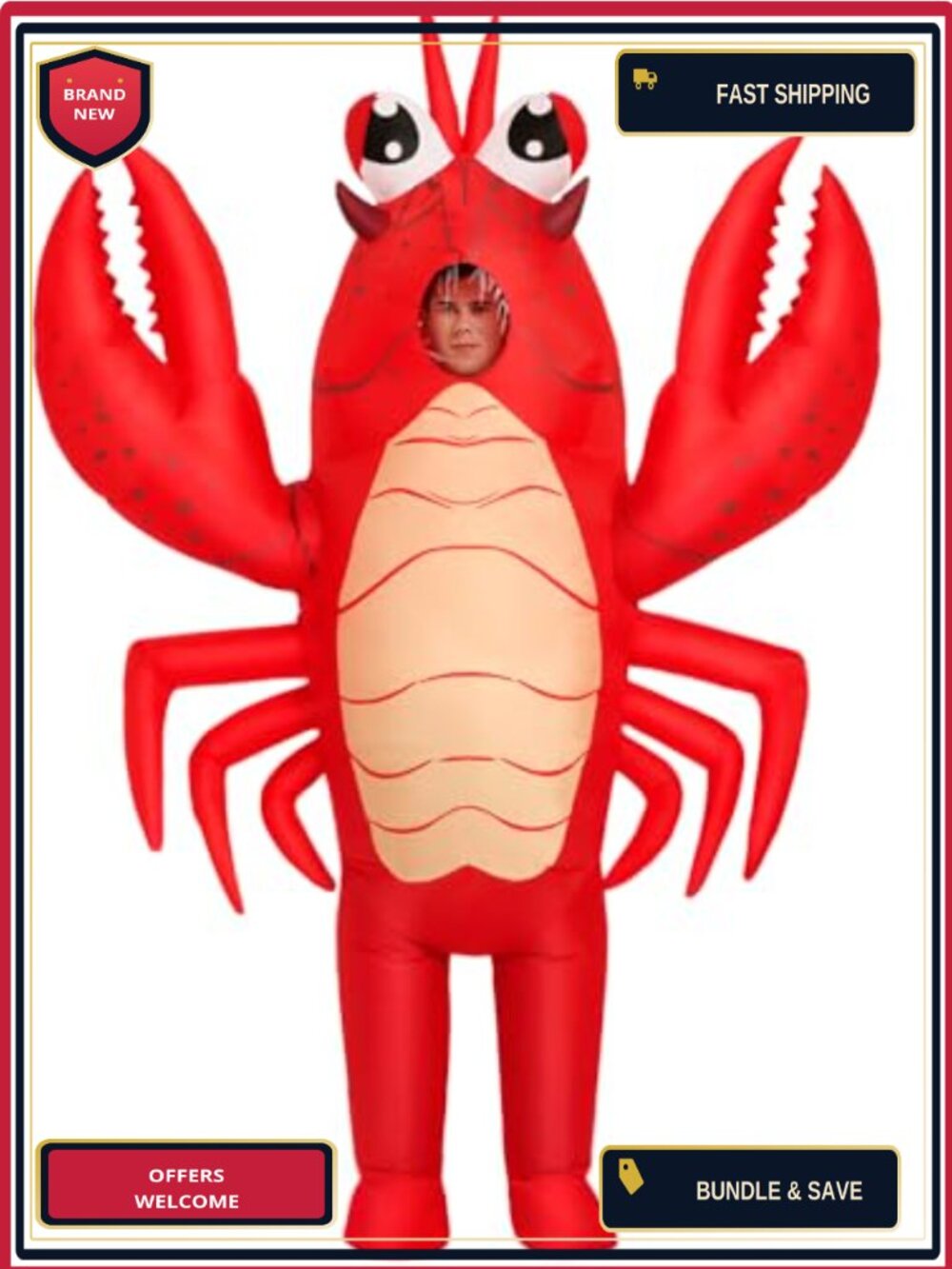 Inflatable Lobster Costume Adult Waterproof Polyester Blow Up Crawfish Funny